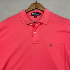 Vintage 90s Polo Ralph Lauren Pima Cotton Polo Shirt Mens Large Coral Pink Pony